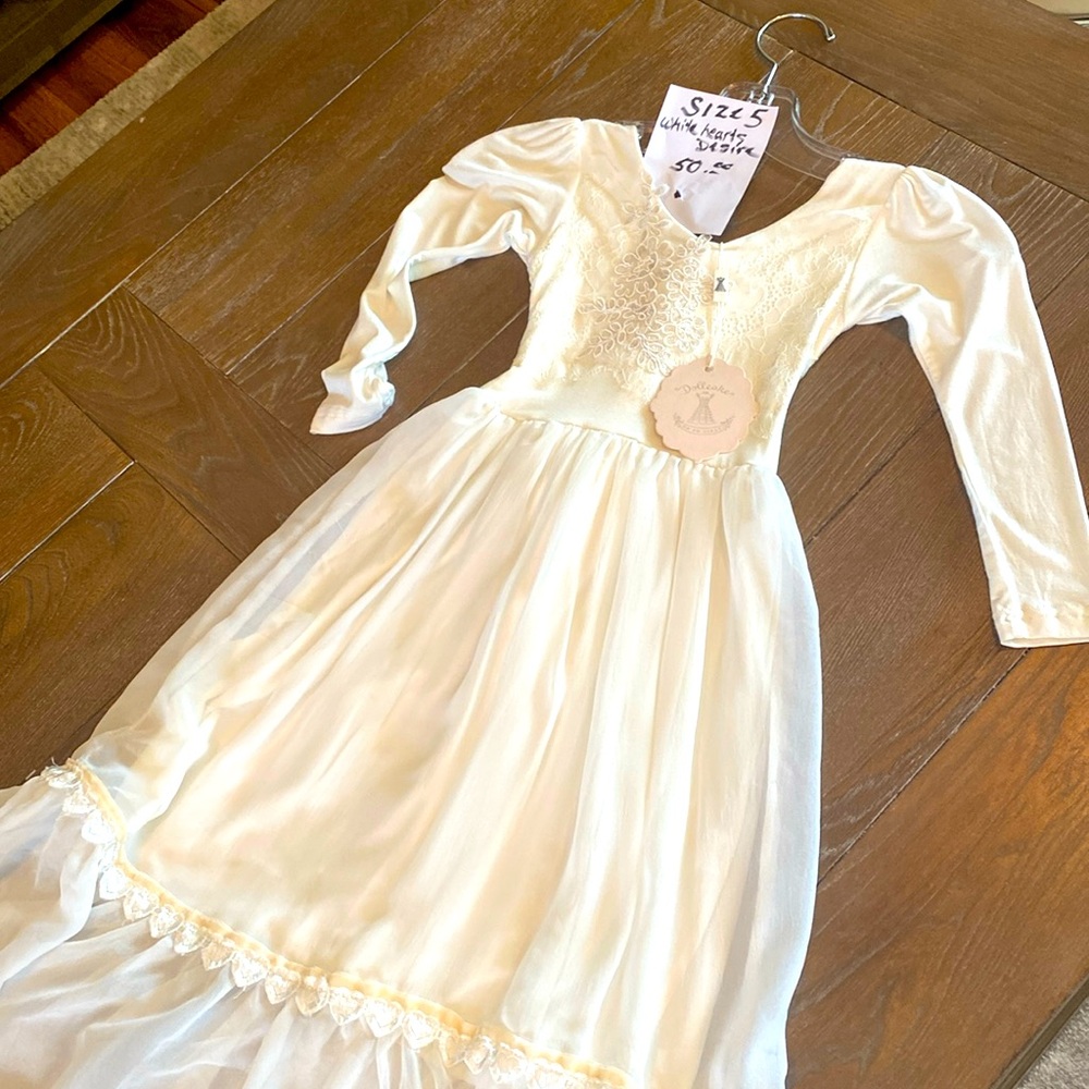 Girls beautiful Dollcake Frock. White Hearts Desire. Size 5